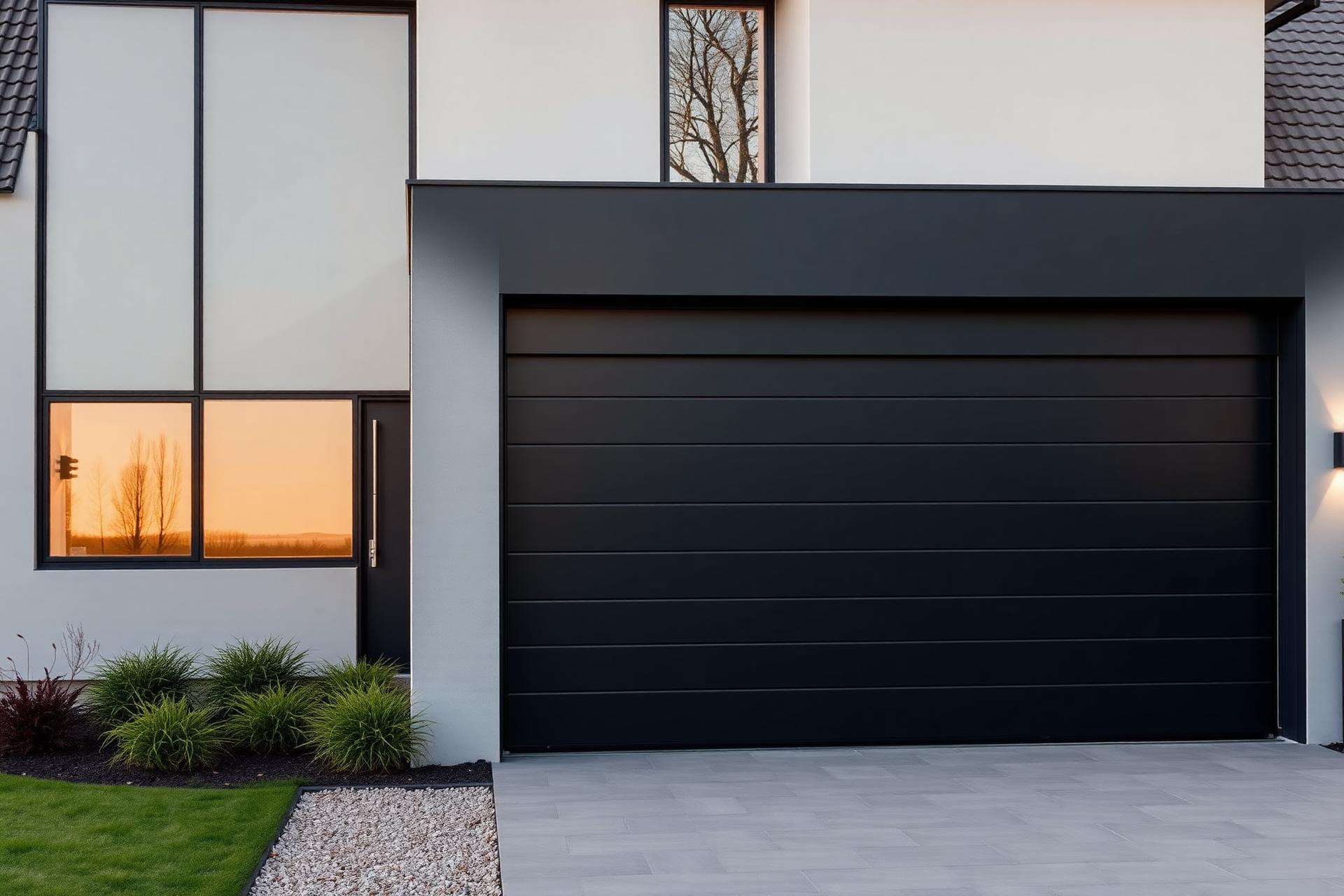 Moderne villa met VABO sectionaalpoort in antraciet